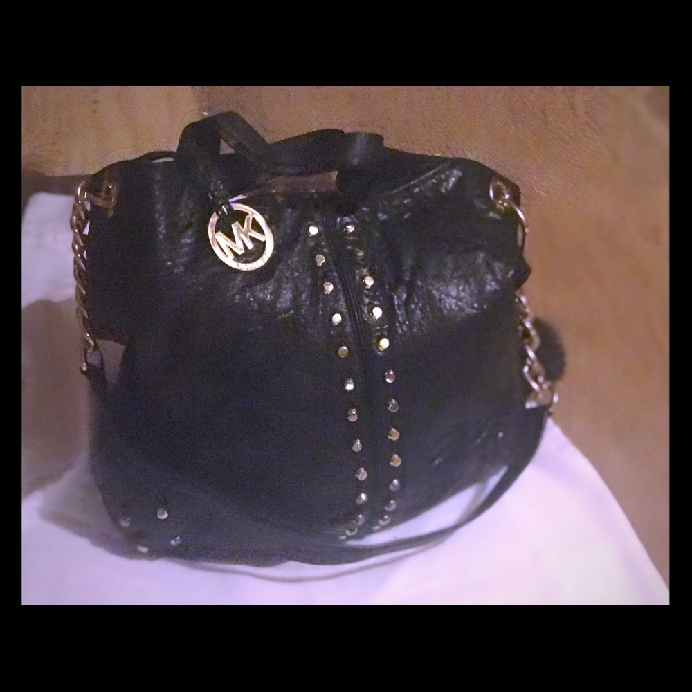 Michael Kors leather shoulder bag with gold studs